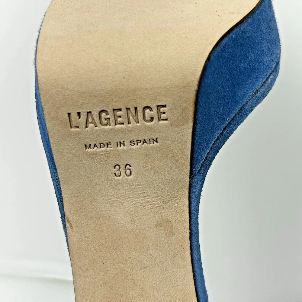 L'agence Size 36 US 6 Avice Block High Heel NEW Blue Suede Ankle‎ Strap $219
